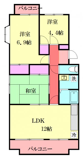 豊橋市小畷町のアパートの間取り