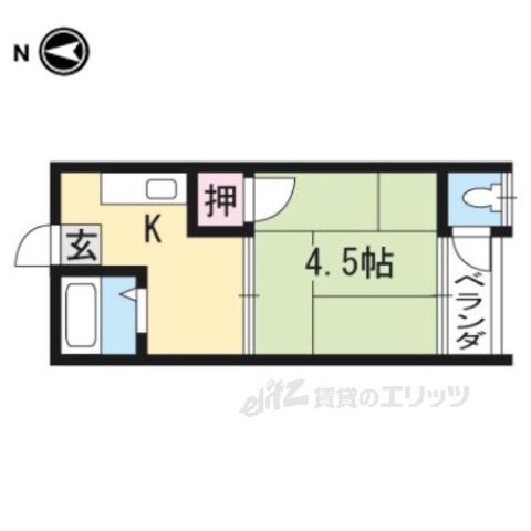 京都市左京区吉田中阿達町のアパートの間取り