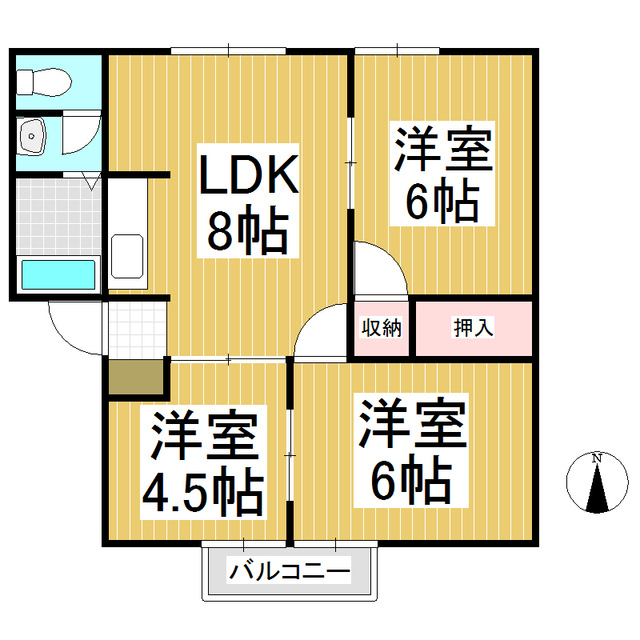 佐久市下越のアパートの間取り