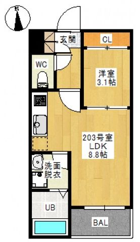 岡山市中区門田屋敷本町のアパートの間取り