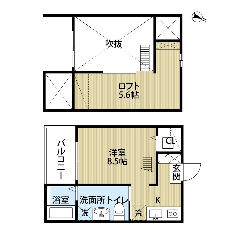 名古屋市千種区汁谷町のアパートの間取り