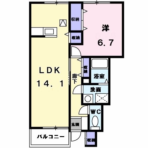 新発田市御幸町のアパートの間取り