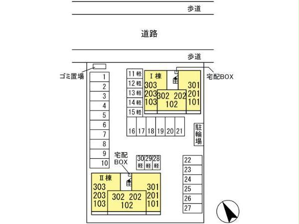 【PREMILIFE政所　II棟の駐車場】