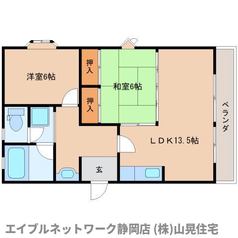 静岡市駿河区東新田のマンションの間取り