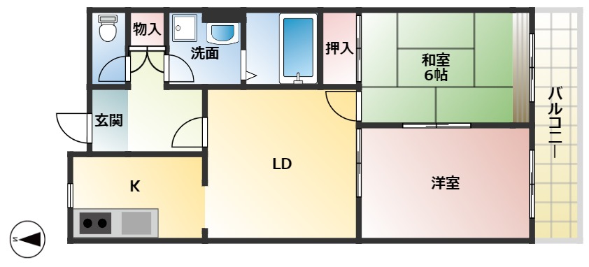 吹田市長野東のマンションの間取り