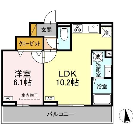 千葉市中央区汐見丘町のアパートの間取り