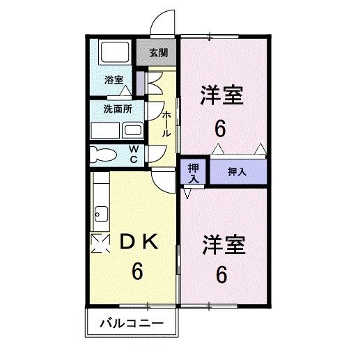 玉野市梶岡のアパートの間取り