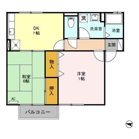 五泉市北五泉駅前のアパートの間取り