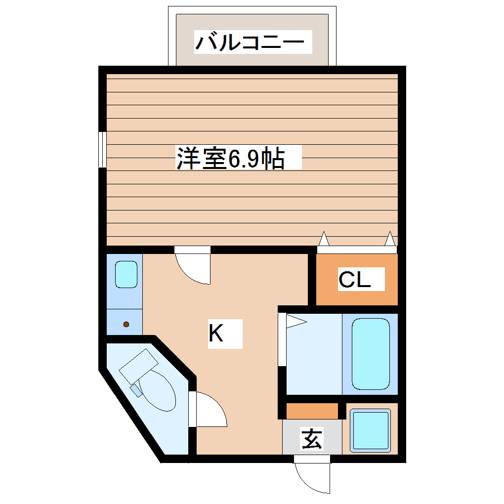 仙台市青葉区堤通雨宮町のアパートの間取り