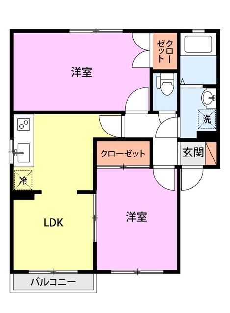 新潟市南区新飯田のアパートの間取り