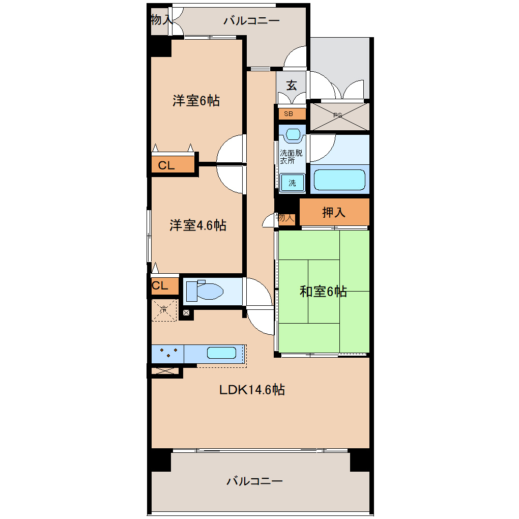 仙台市泉区友愛町のマンションの間取り