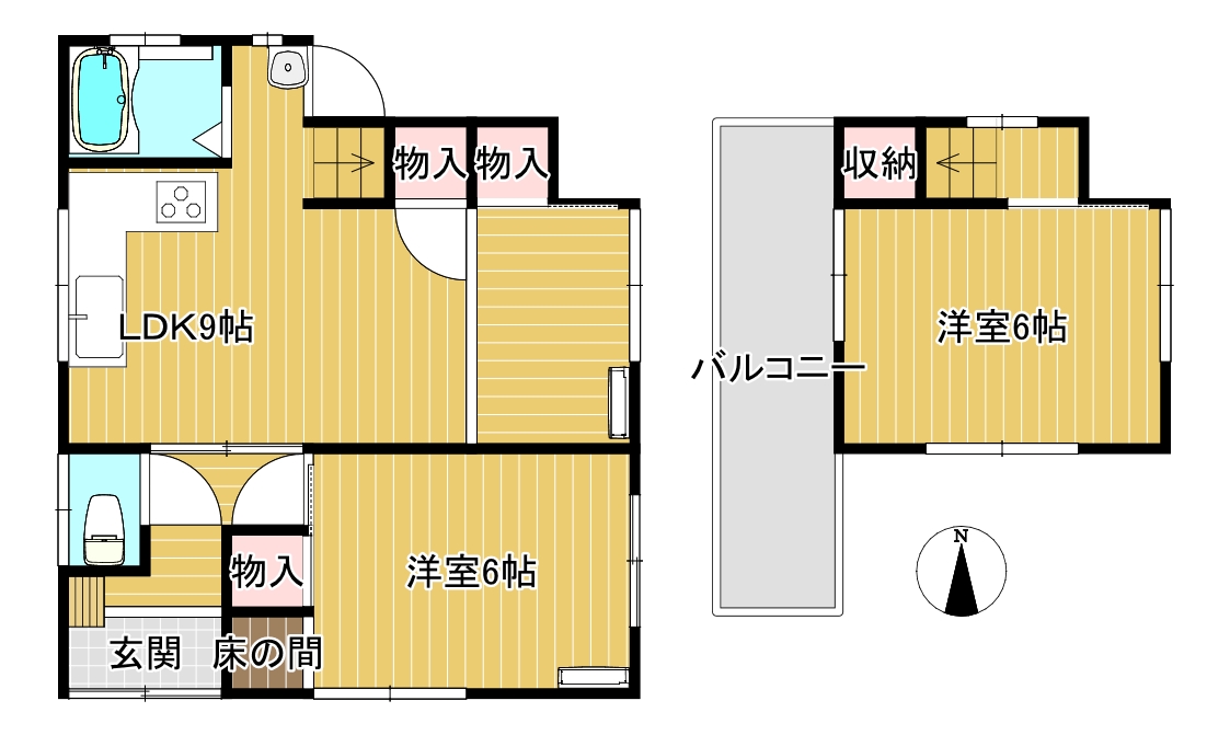 【三輪戸建の間取り】