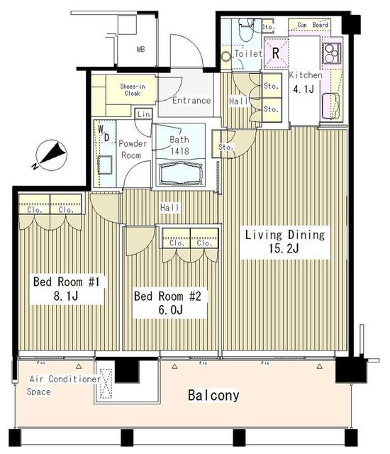 港区赤坂のマンションの間取り