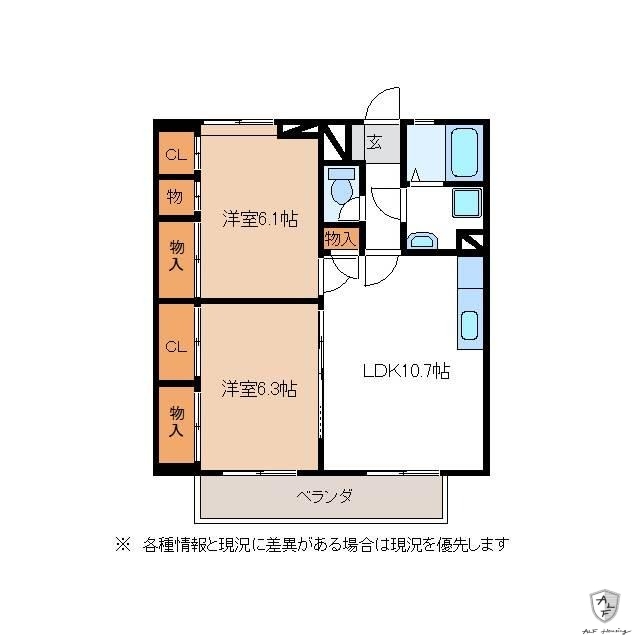 可児市土田のアパートの間取り