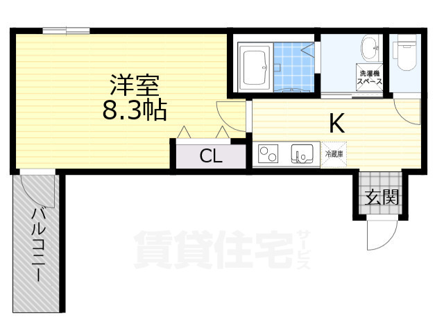 堺市北区新金岡町のアパートの間取り