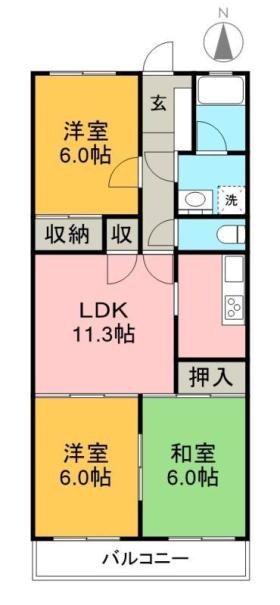 高知市弥生町のマンションの間取り