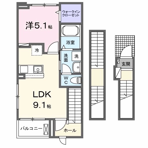 ピンズ下関Iの間取り