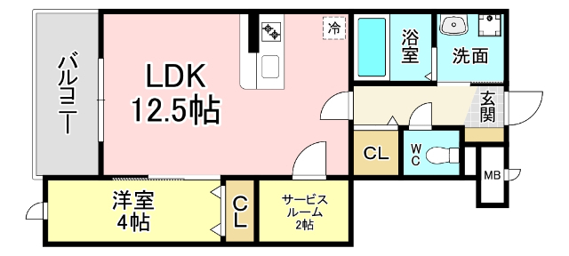 北九州市戸畑区菅原のマンションの間取り