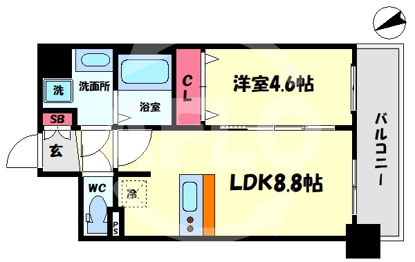 プレサンスOSAKA DOME CITYビーツの間取り写真