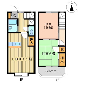 郡山市富久山町福原のアパートの間取り