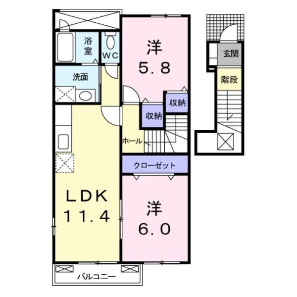 瀬戸内市長船町長船のアパートの間取り