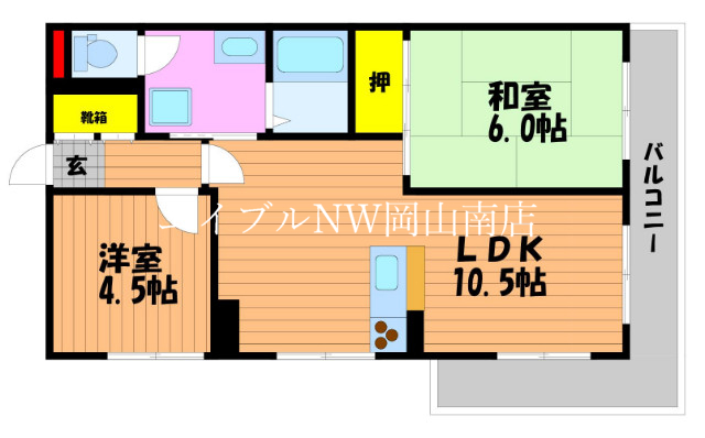 岡山市中区門田文化町のマンションの間取り