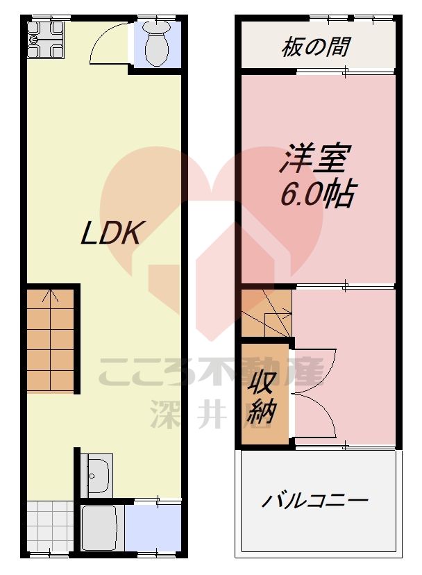 東大阪市出雲井本町貸家の間取り