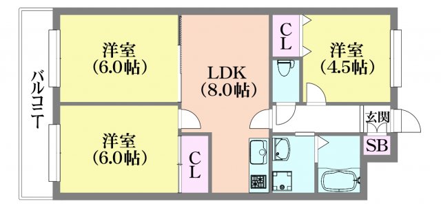 神戸市兵庫区熊野町のマンションの間取り