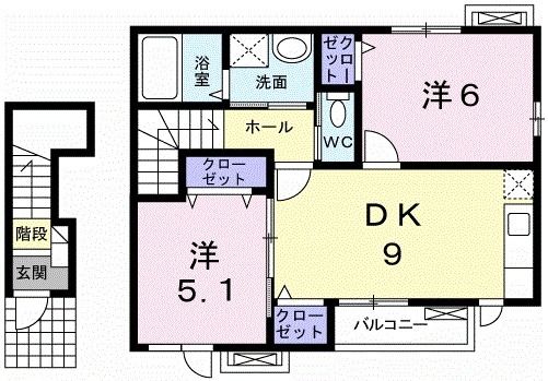 静岡市清水区横砂本町のアパートの間取り