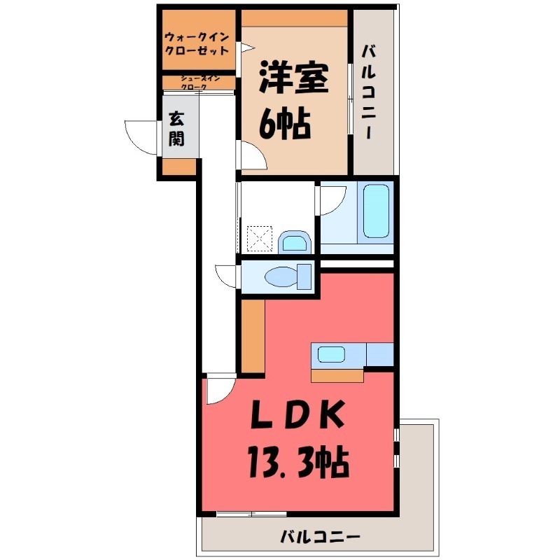 宇都宮市西大寛のマンションの間取り