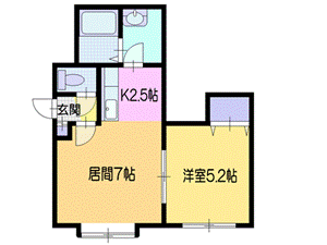 小樽市新富町のアパートの間取り