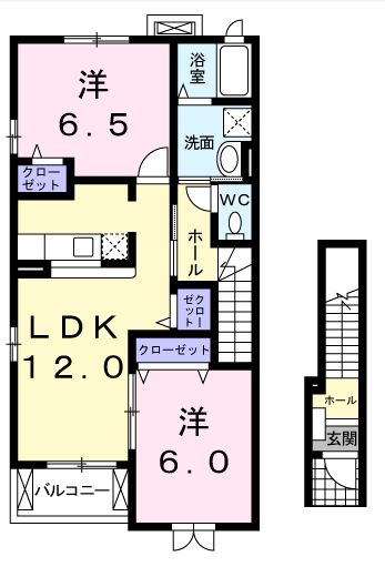 高松市小村町のアパートの間取り