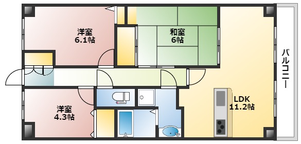 【ダイアパレスウエストシティ四季の杜の間取り】