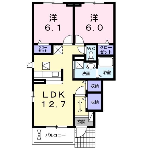 名古屋市守山区今尻町のアパートの間取り