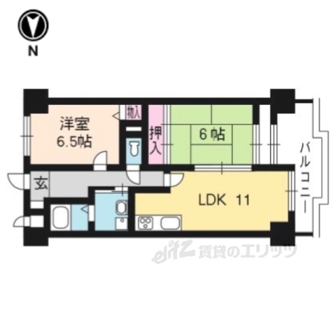 宇治市五ケ庄のマンションの間取り