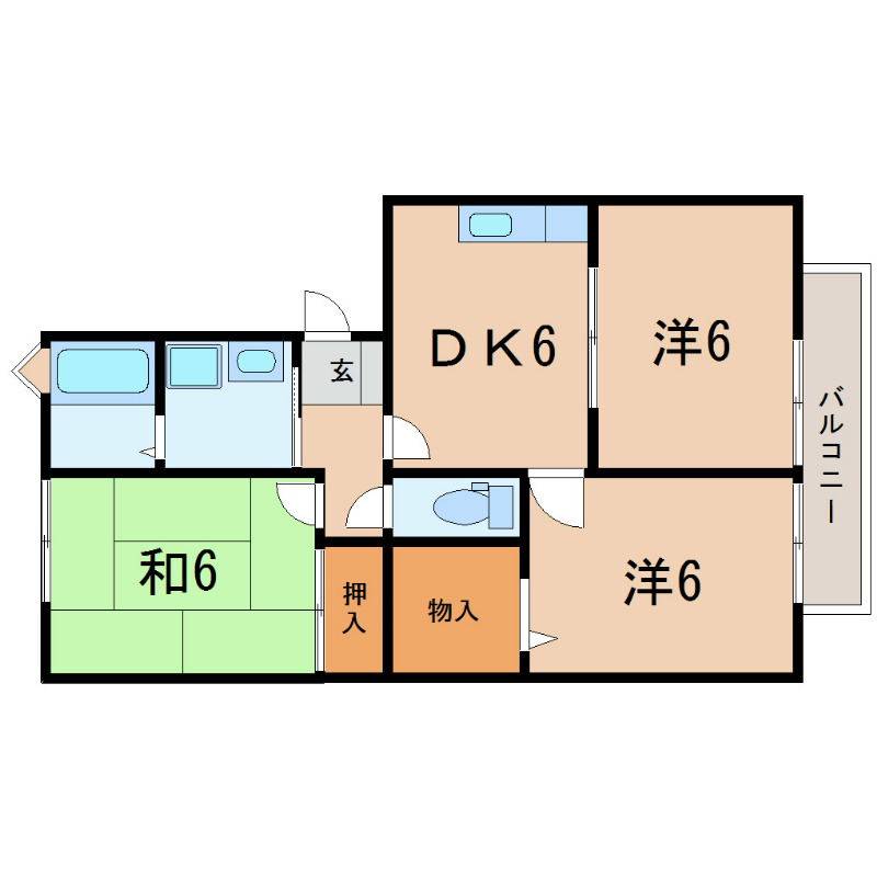 守山市播磨田町のアパートの間取り