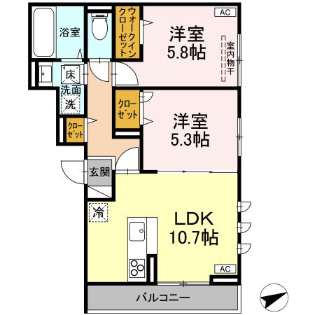 福山市川口町のアパートの間取り