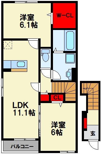 田川市大字糒のアパートの間取り