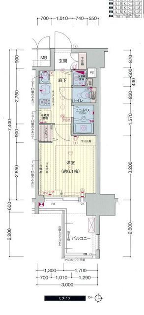 名古屋市中区錦のマンションの間取り