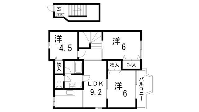 神戸市北区有野町二郎のアパートの間取り