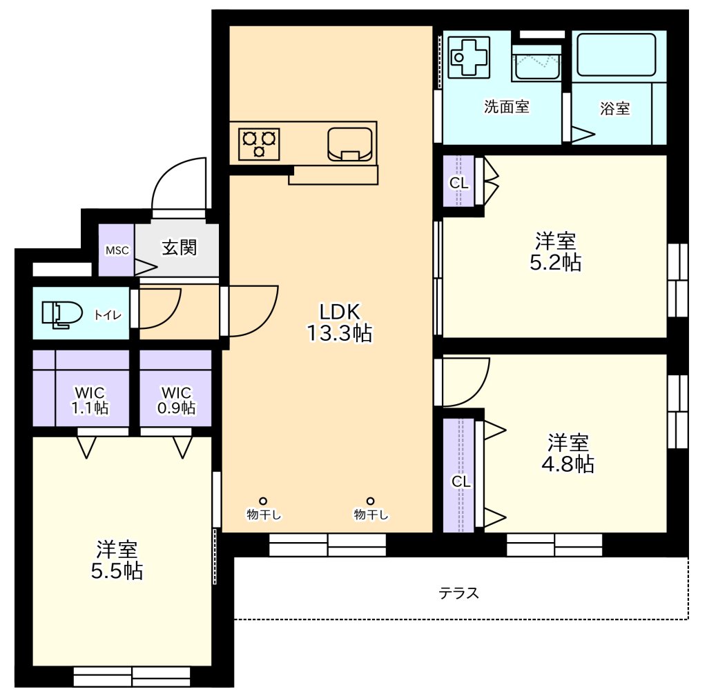 （仮称）住吉町３丁目メゾンの間取り