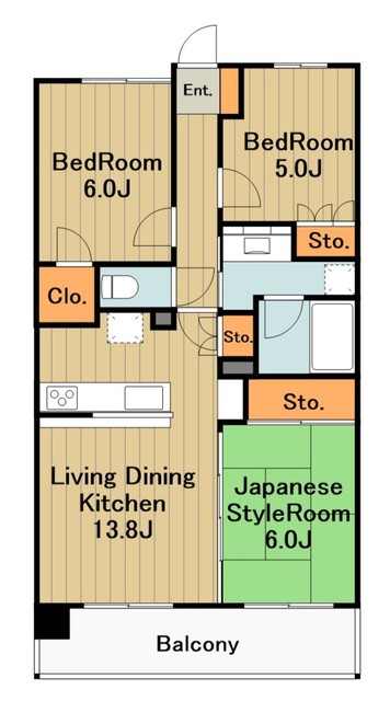 八王子市堀之内のマンションの間取り