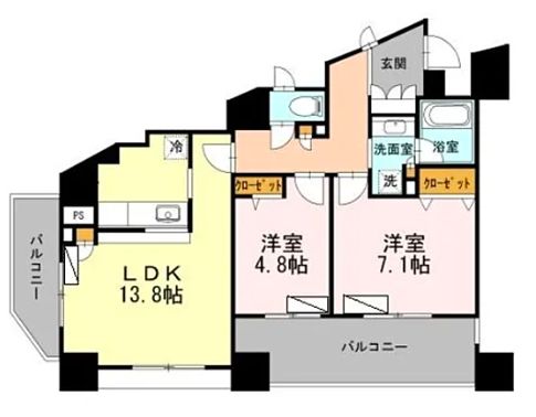 荒川区荒川のマンションの間取り