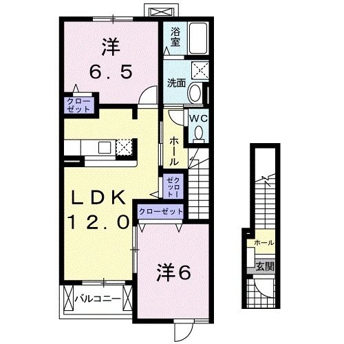 橋本市橋谷のアパートの間取り