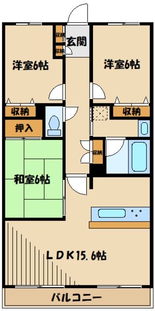 厚木市東町のマンションの間取り