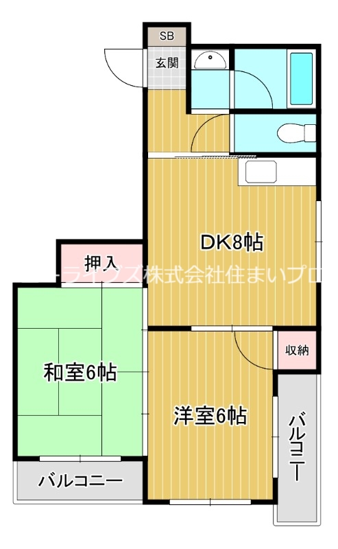 寝屋川市香里北之町のマンションの間取り