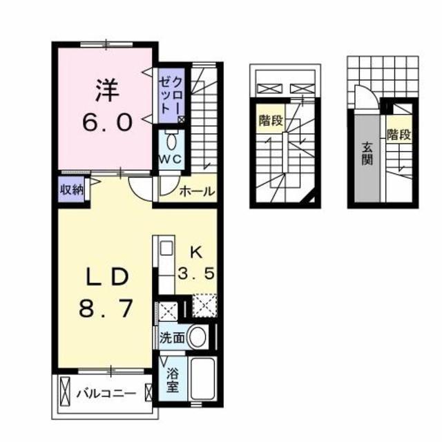 熊本市西区出町のアパートの間取り