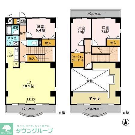 市川市堀之内のマンションの間取り