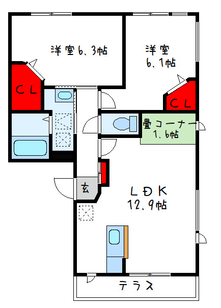 【堺市中区深井水池町のアパートの間取り】