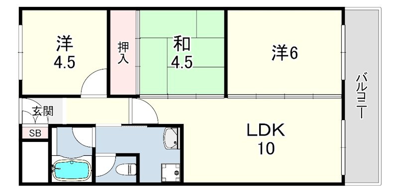 ＪＲ東海道本線 住吉駅 徒歩12分 7階建 築55年の間取り写真